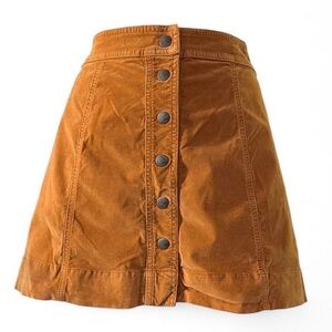Madewell A-Line Button-Front Brown Skirt